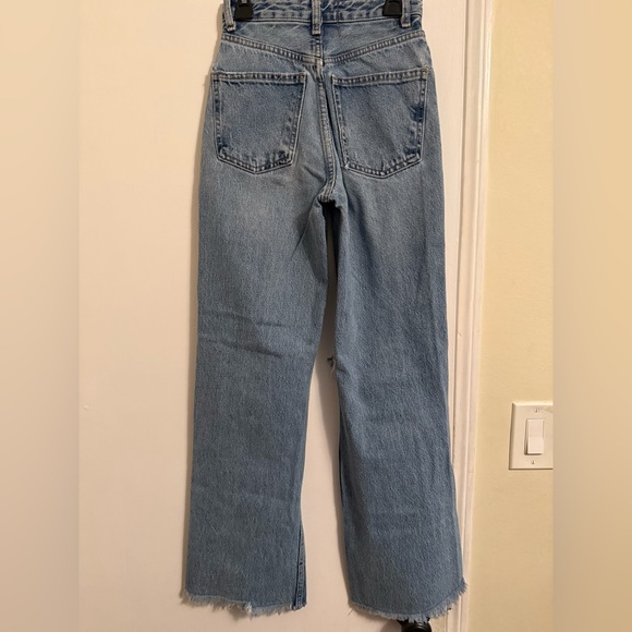 Zara Light Blue Distressed Wide Leg Jeans - Picture 4 of 6